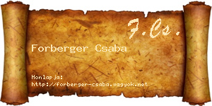 Forberger Csaba névjegykártya